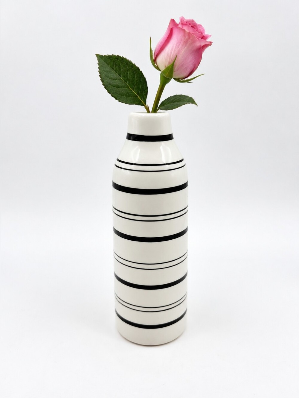 Ceramic Black & White Striped Vase